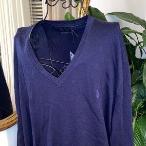 Polo by Ralph Lauren Men's Deep Blue V-Neck Sweater